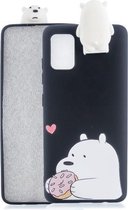 Voor Galaxy A71 Cartoon schokbestendige TPU beschermhoes met houder (grote witte beer)