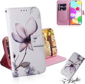 Voor Galaxy A41 Gekleurde tekening Horizontale flip lederen tas met houder & kaartsleuf & portemonnee (Magnolia Flower)