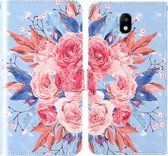 Voor Samsung Galaxy J5 2017 3D Schilderij Gekleurd Tekening Patroon Horizontaal Flip TPU + PU Leren Hoesje met Houder & Kaartsleuven & Portemonnee & Lanyard (Gekleurde Bloemen)