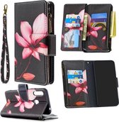 Voor Samsung Galaxy A70e Gekleurde Tekening Patroon Rits Horizontale Flip Lederen Case met Houder & Kaartsleuven & Portemonnee (Lotus)