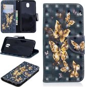 3D Gekleurde Tekening Patroon Horizontale Flip Leren Case voor Galaxy J530, met Houder & Kaartsleuven & Portemonnee (Zwarte Achtergrond Vlinder)
