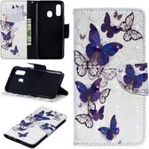 3D Gekleurde Tekening Patroon Horizontale Flip Leren Case voor Samsung Galaxy A40, met Houder & Kaartsleuven & Portemonnee (Vlinders)