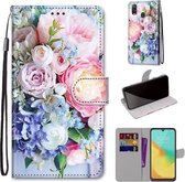 Voor ZTE Blade V10 Vita Gekleurde Tekening Cross Textuur Horizontale Flip PU Lederen Case met Houder & Kaartsleuven & Portemonnee & Lanyard (Lichtroze Boeket)