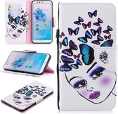 Voor Huawei Honor 7A Gekleurde Tekening Patroon Horizontale Flip TPU + PU Lederen Case met Houder & Kaartsleuven & Portemonnee & Lanyard (Vlinders Meisje)