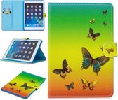 Voor iPad Mini 5/4/3/2/1 Stiksels Horizontale Flip Leren Case met Houder & Kaartsleuven & Slaap- / Wekfunctie (Rainbow Butterfly)