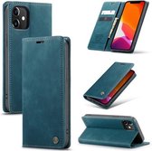 Voor iPhone 12/12 Pro CaseMe-013 Multifunctionele Retro Frosted Horizontale Flip Leren Case met Kaartsleuf & Houder & Portemonnee (Blauw)