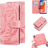 Voor Motorola Moto G Play (2021) Tiger Embossing Pattern Horizontale Flip lederen tas met houder & kaartsleuven & portemonnee (roze)