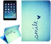 Slimme leren hoes met lachpatroon met houder en kaartsleuven en portemonnee en wek- / slaapfunctie voor iPad Air 2 / iPad 6
