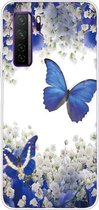 Voor Huawei P40 Lite 5G gekleurd tekeningpatroon zeer transparant TPU beschermhoes (paarse vlinder)