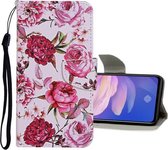 Voor Vivo V17 Pro Gekleurd tekenpatroon Horizontaal leren flip-hoesje met houder & kaartsleuven en portemonnee (pioenroos)