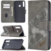 Voor Huawei Y7P Bijpassende kleur Krokodiltextuur Horizontale flip PU lederen hoes met portemonnee & houder & kaartsleuven (grijs)