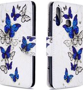 Voor Galaxy A70e Gekleurde tekening Horizontale lederen flip-hoes met houder & kaartsleuven & portemonnee (vlinders)