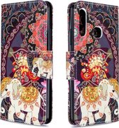 Voor Galaxy A70e Gekleurde Tekening Horizontale Flip Leren Case met Houder & Kaartsleuven & Portemonnee (Bloem Olifant)