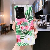 Voor Galaxy A71 Smooth Flower Series IMD TPU Case met opvouwbare houder (Phalaenopsis KH2)