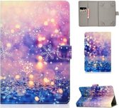 Voor 10 inch Universele Gekleurde Tekening Patroon Horizontale Flip PU Leren Case met Houder & Kaartsleuven (Paars Drijfzand)