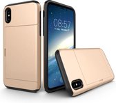 Voor iPhone X / XS TPU + pc Dropproof beschermende achterkant van de behuizing met kaartsleuf (goud)