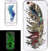 Voor iPhone 6 & 6s Noctilucent Feather Pattern IMD Vakmanschap Zachte TPU Cover Case