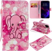 Voor iPhone 11 Geschilderd Patroon Horizontale Flip Leren Case, met Portemonnee & Houder & Kaartsleuven & Lanyard (Roze Olifant)