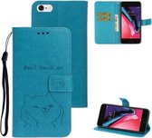 Voor iPhone 6 / 6S Chai Dog Pattern Horizontale flip lederen hoes met beugel & kaartsleuf & portemonnee & lanyard (blauw)