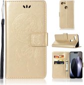 Windgong Uil Embossing Patroon Horizontale Flip Leren Case voor Google Pixel 3 XL, met houder & kaartsleuven & portemonnee (goud)