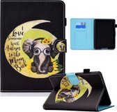 Voor Amazon Kindle Paperwhite 4/3/2/1 Gekleurde tekening Horizontale flip lederen tas met houder & kaartsleuven & slaap- / wekfunctie (Moon Baby Elephant)