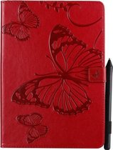 Voor iPad 10.2 / Pro 10.5 / Air 2019 Geperst afdrukken Vlinderpatroon Horizontale flip PU lederen tas met houder & kaartsleuven & portemonnee & pennensleuf (rood)