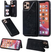 Voor iPhone 11 Pro Max Butterfly Embossing Pattern Schokbestendige beschermhoes met houder & kaartsleuven & fotolijst (zwart)