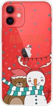 Christmas Series Clear TPU beschermhoes voor iPhone 12/12 Pro (Take Picture Bear Snowman)
