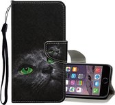 Voor iPhone 6 Plus / 6s Plus Gekleurd tekeningpatroon Horizontaal leren flip-hoesje met houder & kaartsleuven en portemonnee (zwarte kat)