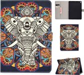 Voor iPad Pro 10,5 inch gekleurde tekening patroon horizontale flip PU lederen tas met houder & kaartsleuf & slaap / wake-up functie (kleurrijke olifant)