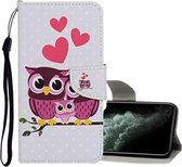 Voor iPhone 11 Pro Max Gekleurd tekeningpatroon Horizontaal leren flip-hoesje met houder & kaartsleuven & portemonnee (Owl Family)