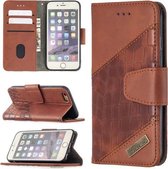 Voor iPhone 6 Bijpassende kleur Krokodiltextuur Horizontale flip PU lederen tas met portemonnee & houder & kaartsleuven (bruin)