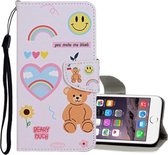 Voor iPhone 6 / 6s Gekleurd tekeningpatroon Horizontaal leren flip-hoesje met houder & kaartsleuven & portemonnee (smiley beer)