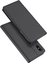 DUX DUCIS Skin Pro-serie schokbestendige horizontale lederen flip-hoes met houder en kaartsleuven en slaap- / wekfunctie voor iPhone X / XS (grijs)