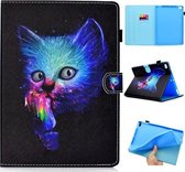 Voor iPad 5/6 Gekleurde tekening Stiksels Horizontale flip lederen tas, met houder en kaartsleuven en slaap- / wekfunctie (Super Cat)