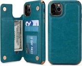 Voor iPhone 11 Pro Max POLA TPU + pc-beplating Volledige dekking Beschermhoes met houder & kaartsleuven en fotolijst (groen)