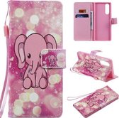 Voor Sony XZ5 schilderij horizontale flip lederen tas met houder & kaartsleuf & lanyard (roze olifant)