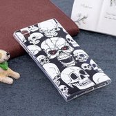 Voor Sony Xperia L1 Noctilucent Red Eye Skull Pattern TPU Soft Back Case Beschermhoes