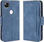 Voor Google Pixel 4a 4G Wallet Style Skin Feel Kalfspatroon lederen tas met aparte kaartsleuf (blauw)