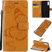 Voor Sony Xperia L4 3D Vlinders Embossing Patroon Horizontale Flip Leren Case met Houder & Kaartsleuf & Portemonnee (Geel)