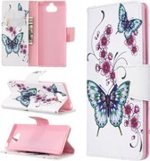Voor Sony Xperia 20 Gekleurde Tekening Patroon Horizontale Flip Leren Case met Houder & Kaartsleuven & Portemonnee (Peach Blossom Butterfly)
