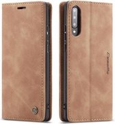 Voor Galaxy A70s CaseMe-013 Multifunctionele horizontale flip lederen tas met kaartsleuf & houder & portemonnee (bruin)
