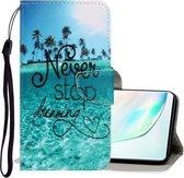 Voor Galaxy Note 10 3D Gekleurde Tekening Horizontale Flip PU Lederen Case met Houder & Kaartsleuven & Portemonnee (Blue Coconut Grove)