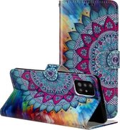 Voor Galaxy A51 Olie Reliëf Gekleurde Tekening Patroon Horizontale Flip PU Lederen Case met Houder & Kaartsleuven & Portemonnee (Half Zonnebloem)