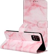 Voor Galaxy A51 Gekleurde tekening Marmerpatroon Horizontale Flip PU lederen tas met houder & kaartsleuven & portemonnee (roze)