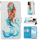 Voor Galaxy S20 + Gekleurd tekeningpatroon Plain Weave Horizontale Flip lederen tas met houder & kaartsleuf & portemonnee & lanyard (zeemeermin)