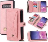 Voor Galaxy S10 POLA Multifunctionele TPU + PC Magnetische Horizontale Flip Leren Case met Houder & Kaartsleuven & Portemonnee & Fotolijst (Roze)