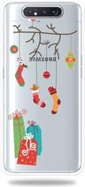 Voor Galaxy A80 Trendy schattig kerstpatroon doorzichtig TPU beschermhoes (zwarte boomgift)