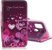 Voor Galaxy M30s Horizontale leren flip case met houder & kaartsleuven & portemonnee (alfabet hart)