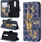 3D Gekleurde Tekening Horizontale Flip Leren Case met Houder & Kaartsleuven & Portemonnee Voor Nokia 4.2 (Zwarte Achtergrond Vlinder)